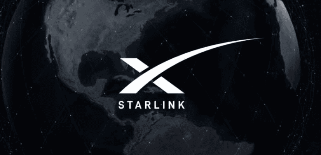 Starlink logo over Earth highlighting global aviation connectivity.