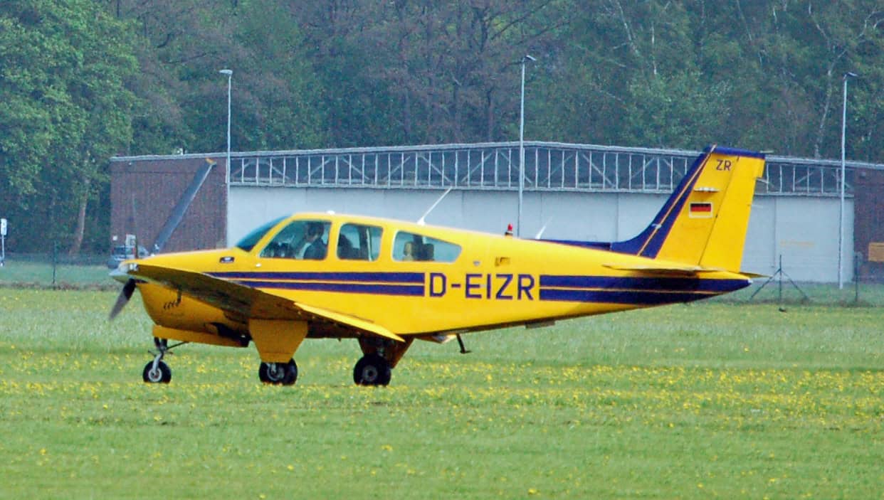 Beechcraft Bonanza F33A parked at airport pre-buy inspection checklist