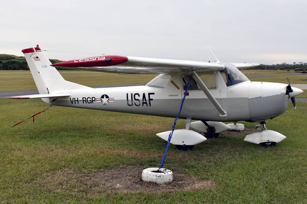 cessna 150 on grass airstrip