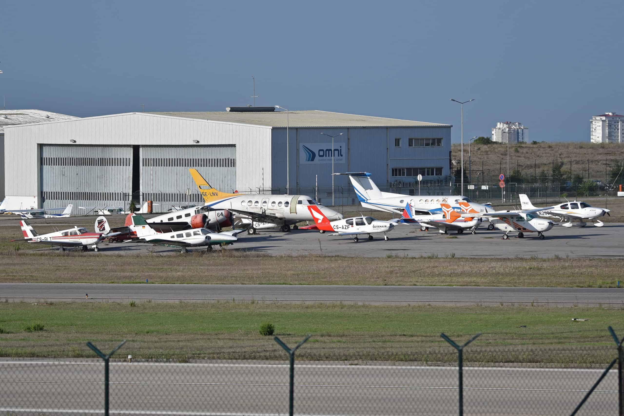 General aviation aircraft on ramp at small airport pre-buy inspection