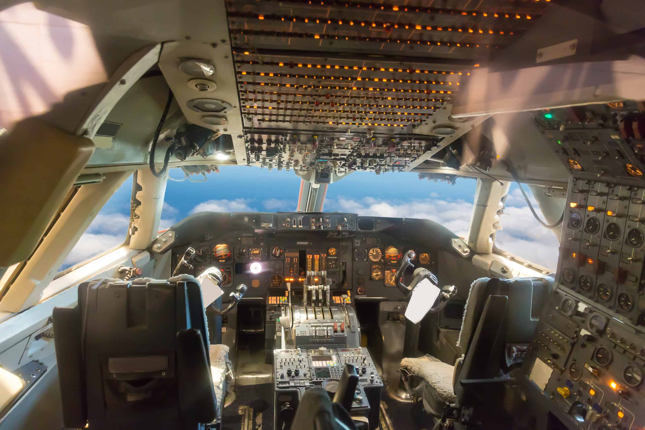 Airplane cockpit instrument panel showing GPS approach mode for an RNAV procedure