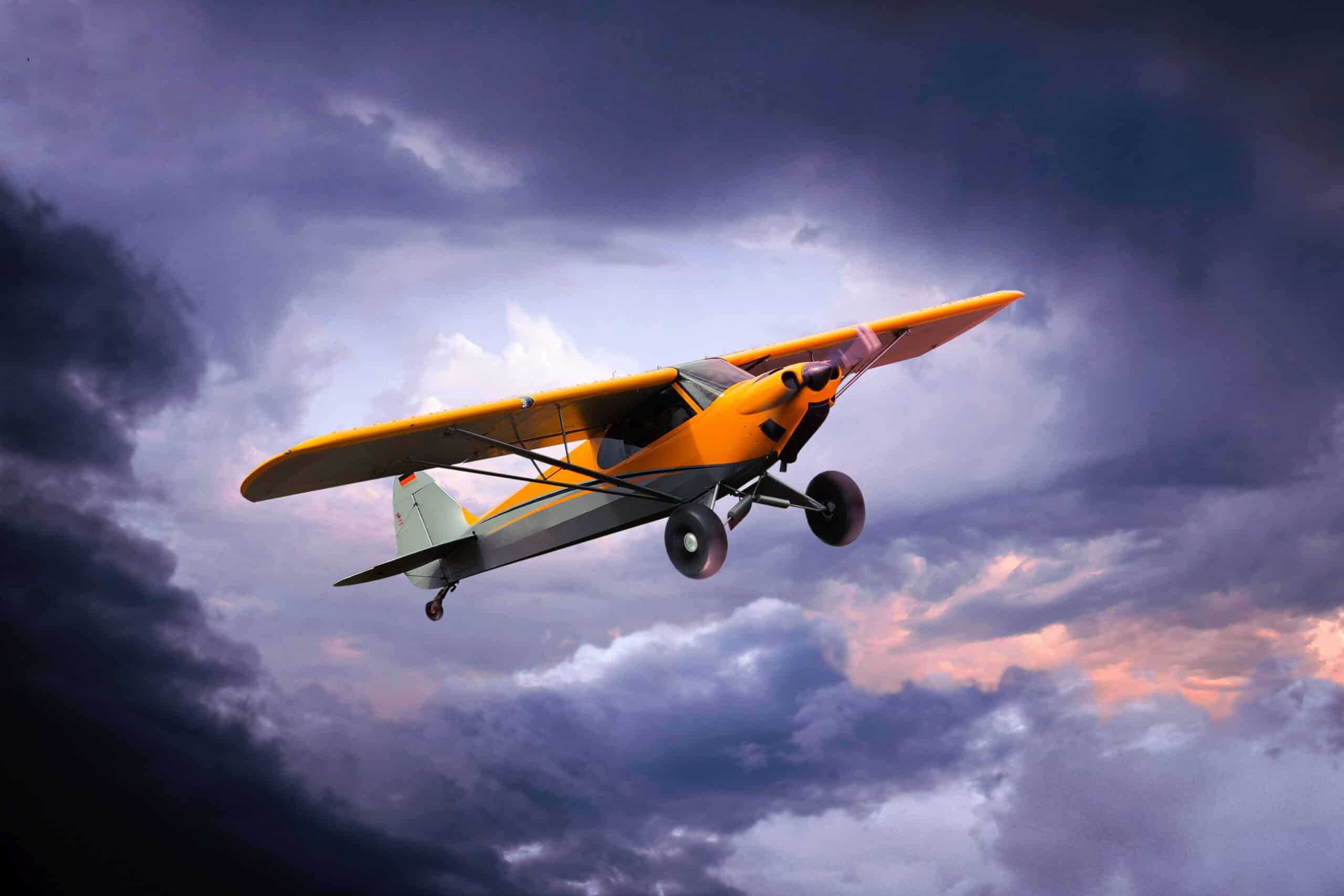 Small private aircraft in flight