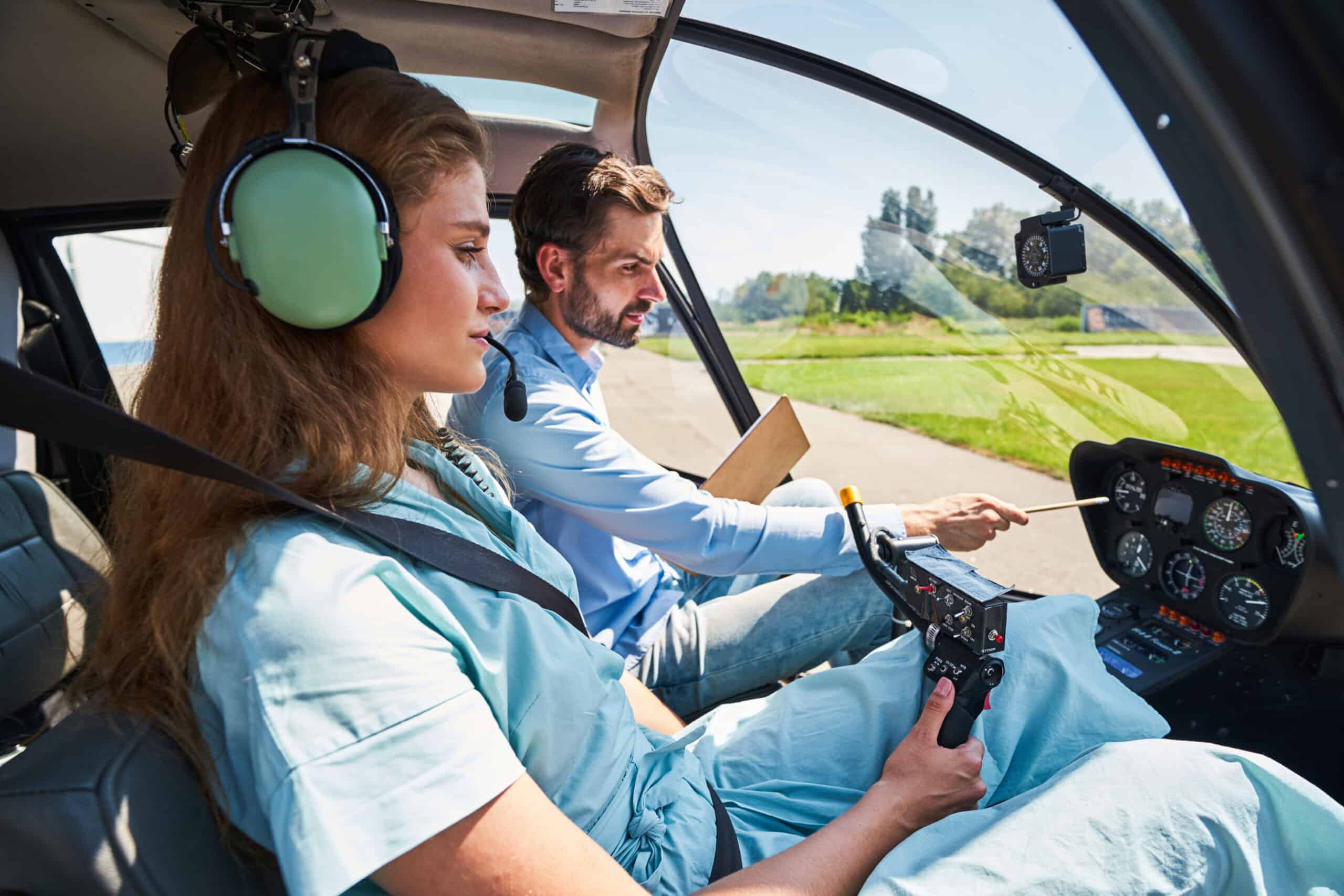 Student pilot during flight instruction