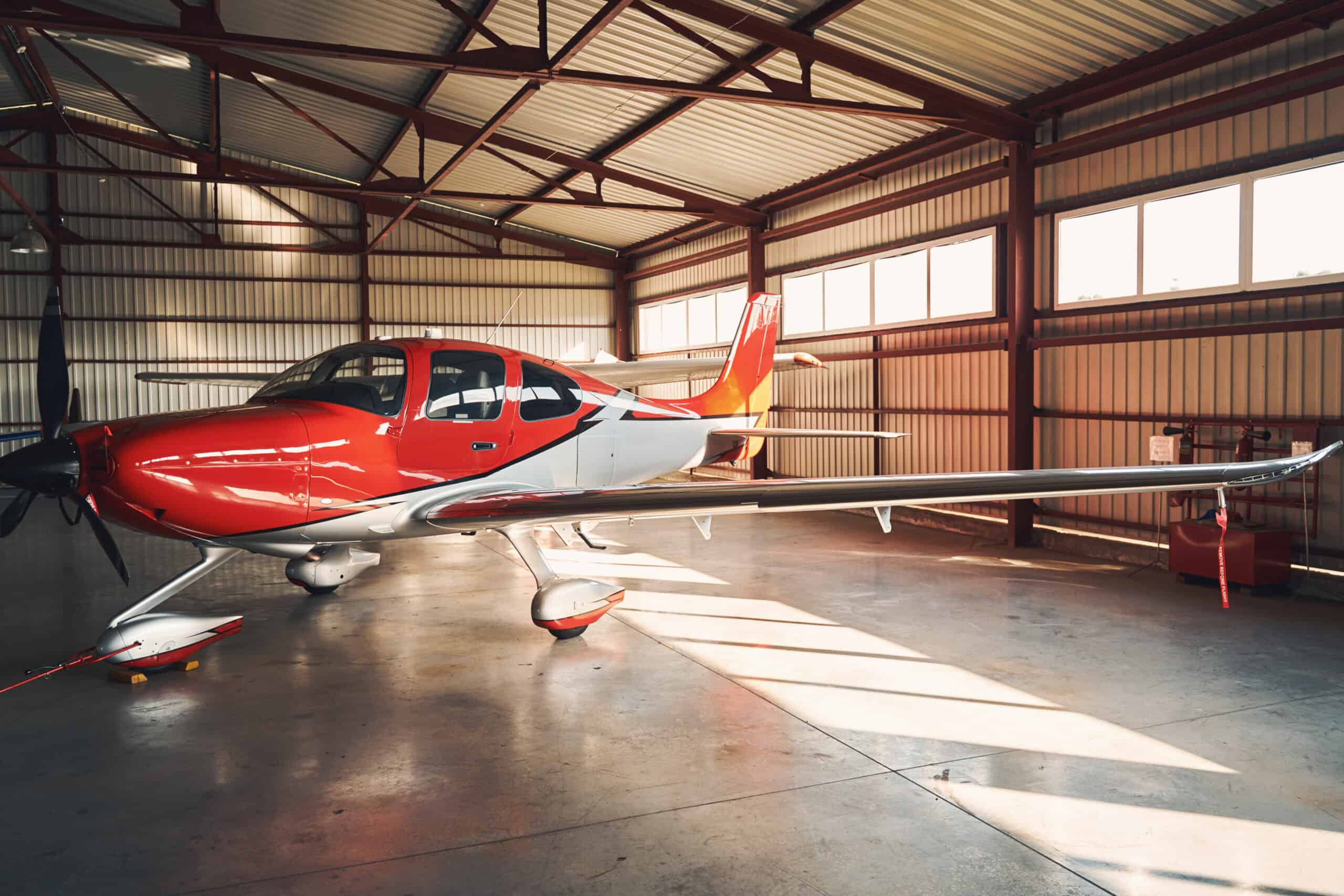 General aviation aircraft stored in hangar aircraft storage guide