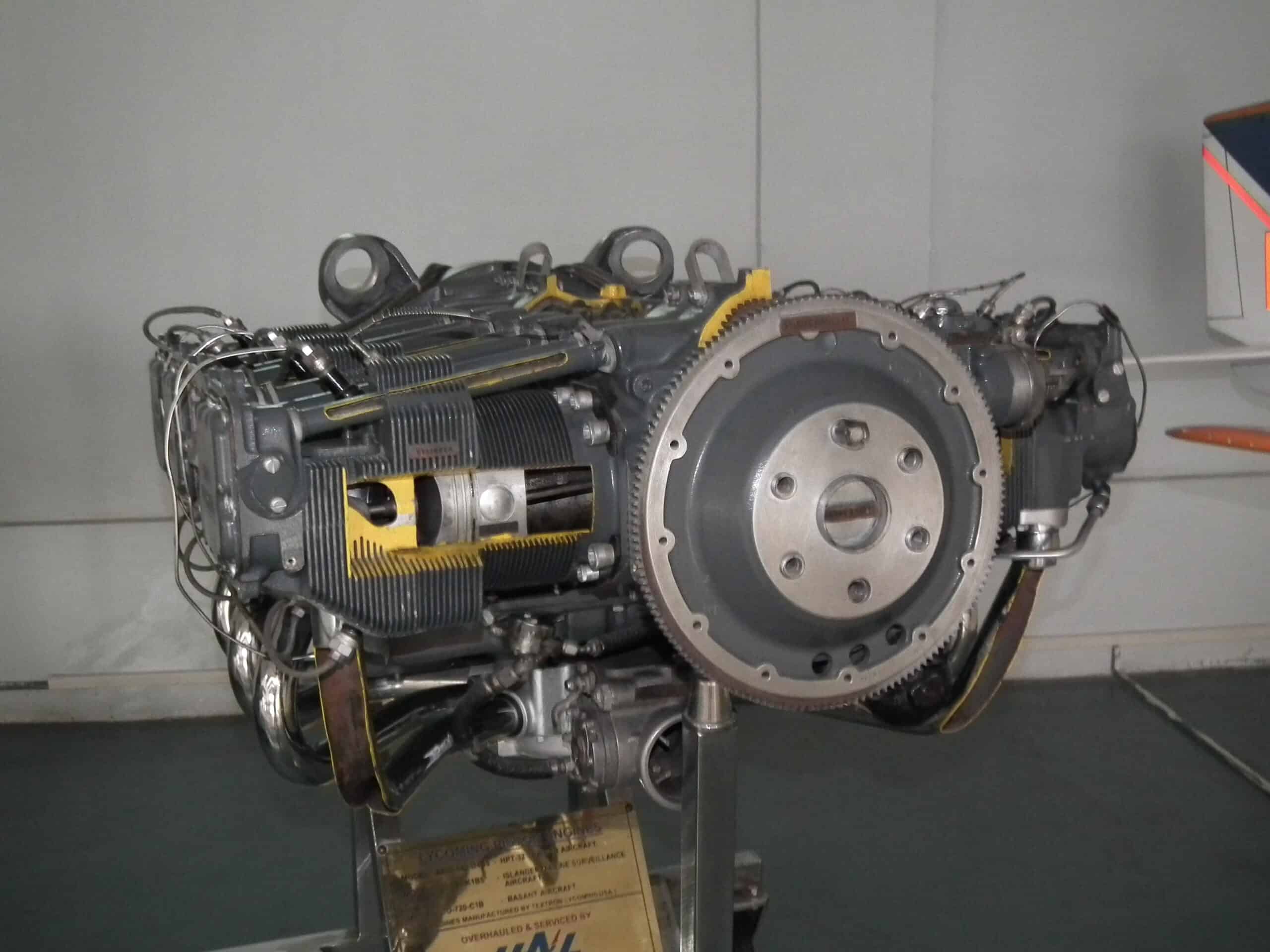 Aircraft spark plug ports on Lycoming piston engine cylinder head — top and bottom positions visible