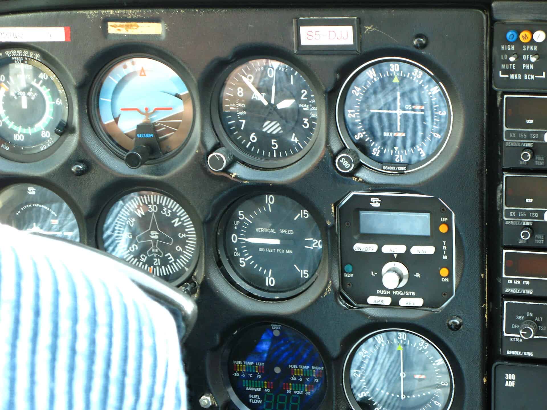 Aircraft weight and balance cockpit view — Cessna 172 instrument panel