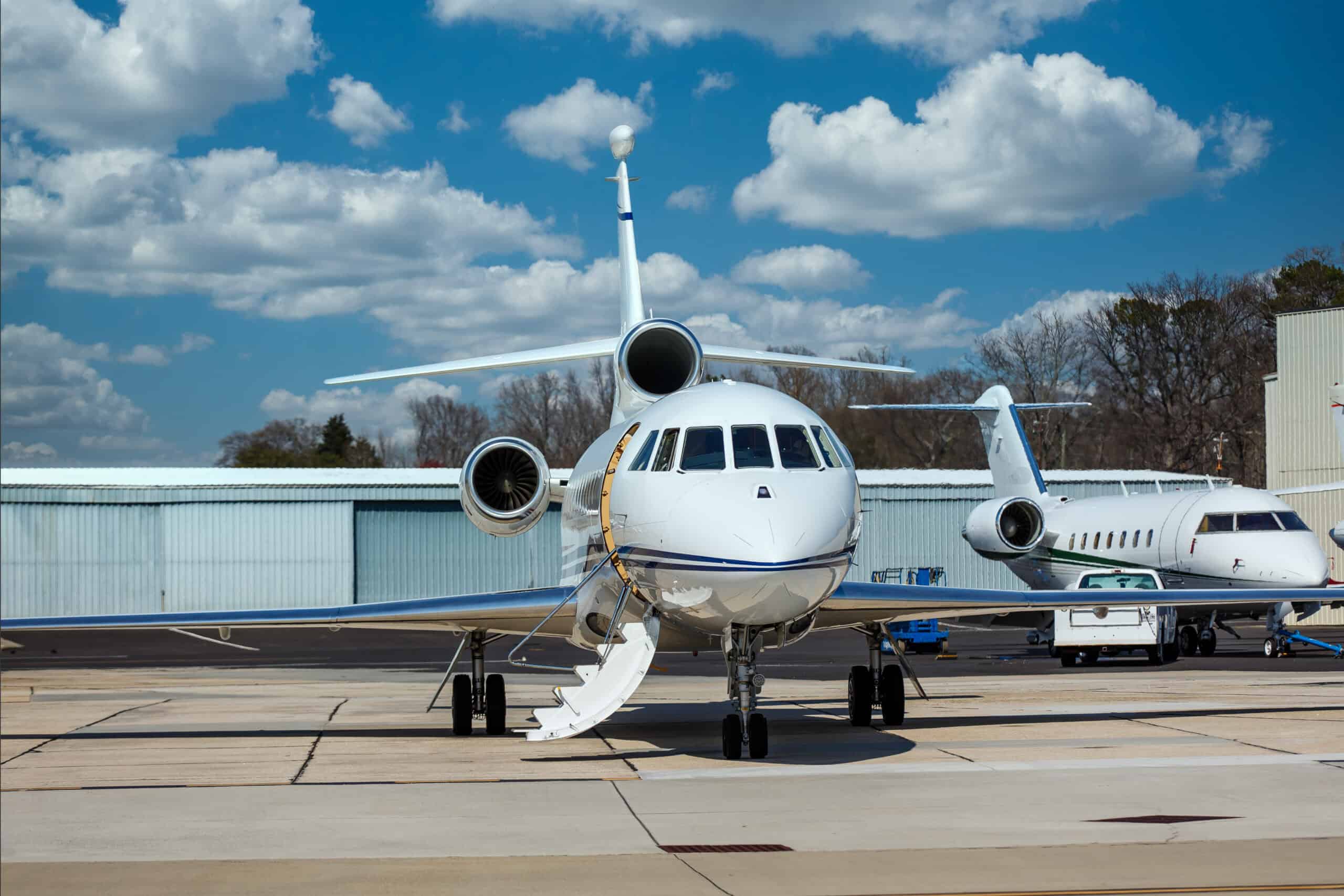 Business jet in premium aviation setting