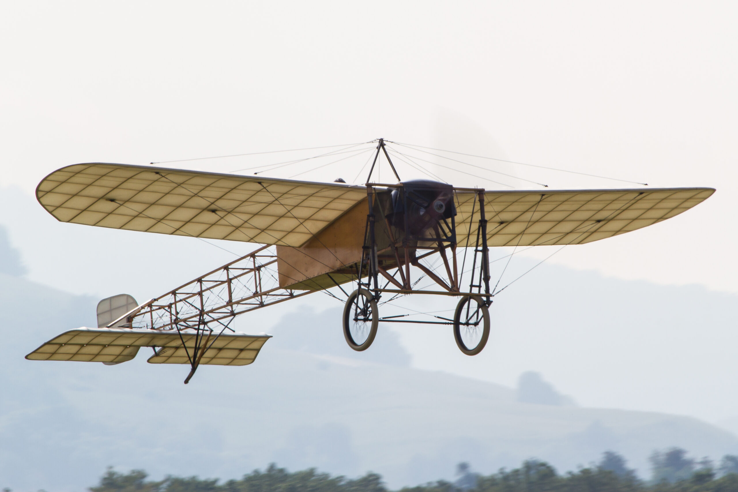Vintage Bleriot XI replica monoplane in flight