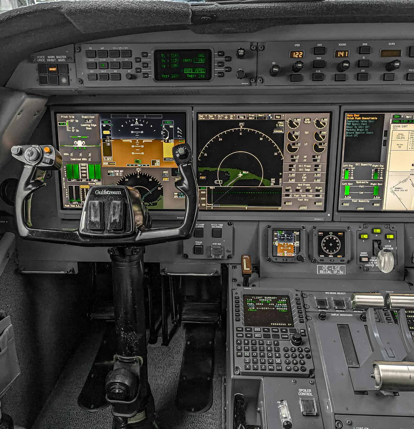 Detailed view of a general aviation aircraft instrument panel