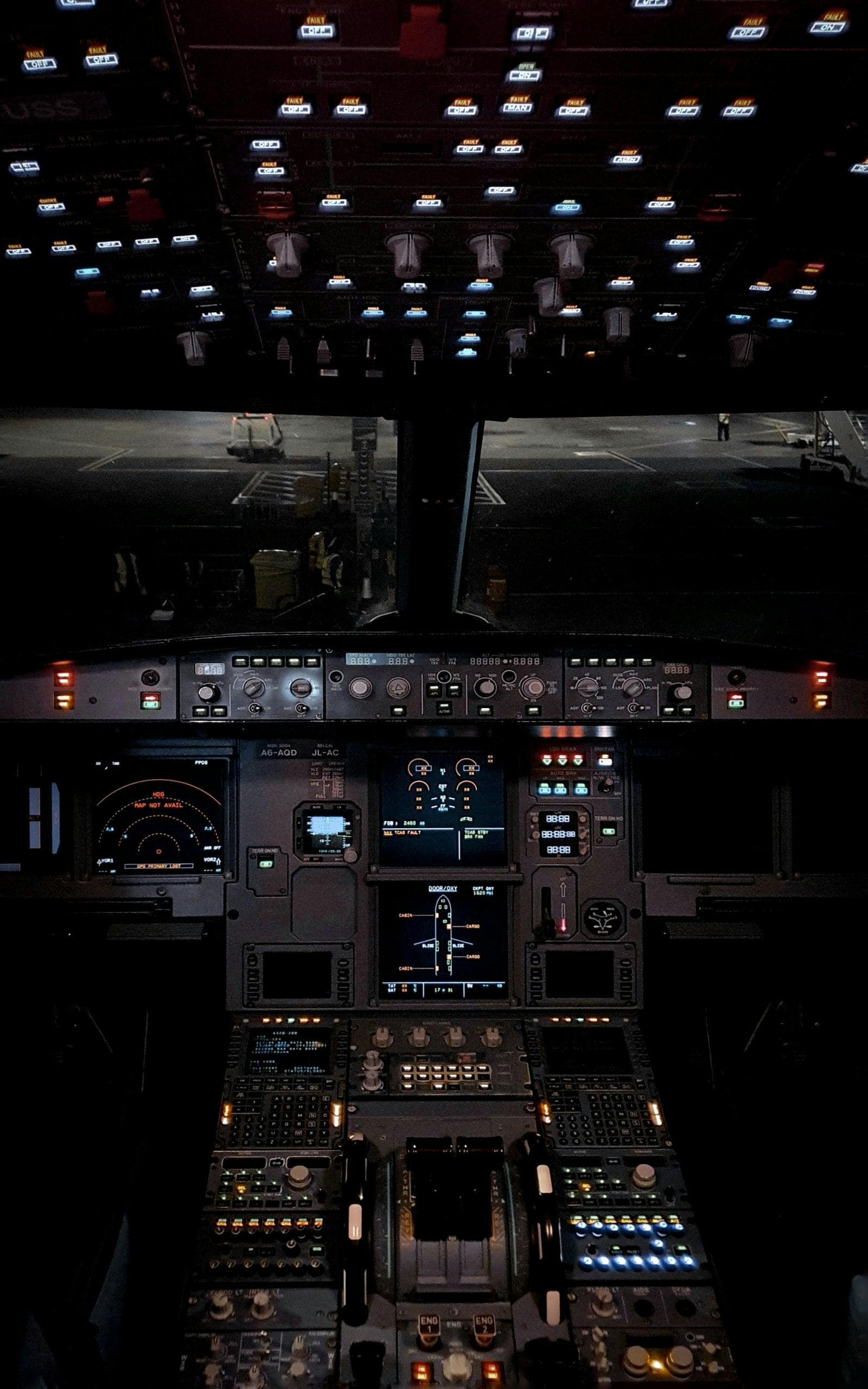 General aviation cockpit during a training flight