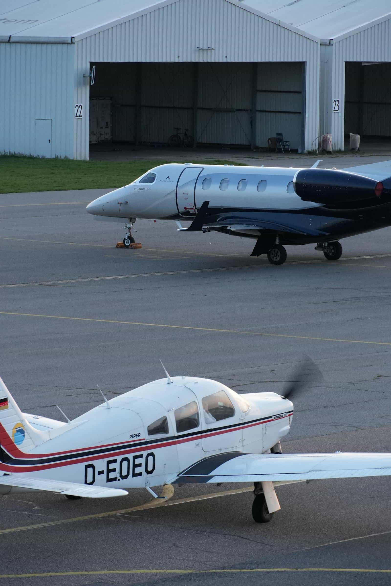 Private general aviation aircraft prepared for inspection