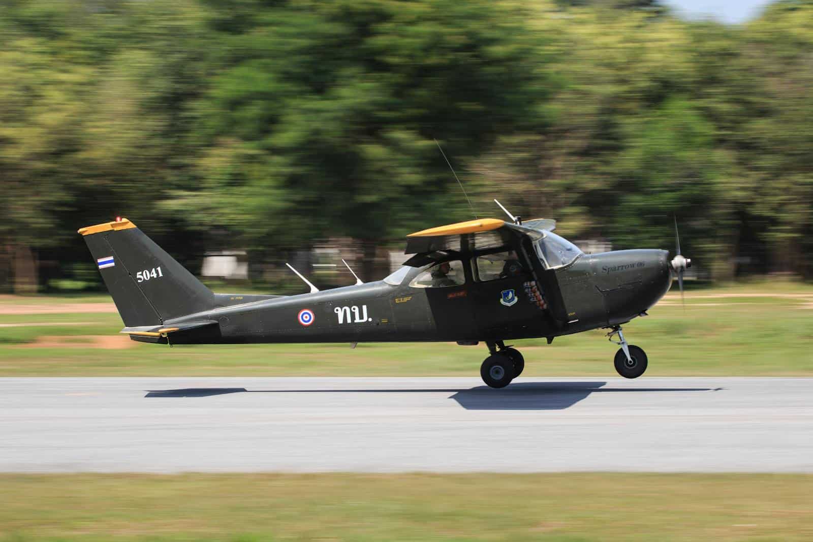 Cessna parked at a small airfield ready for training