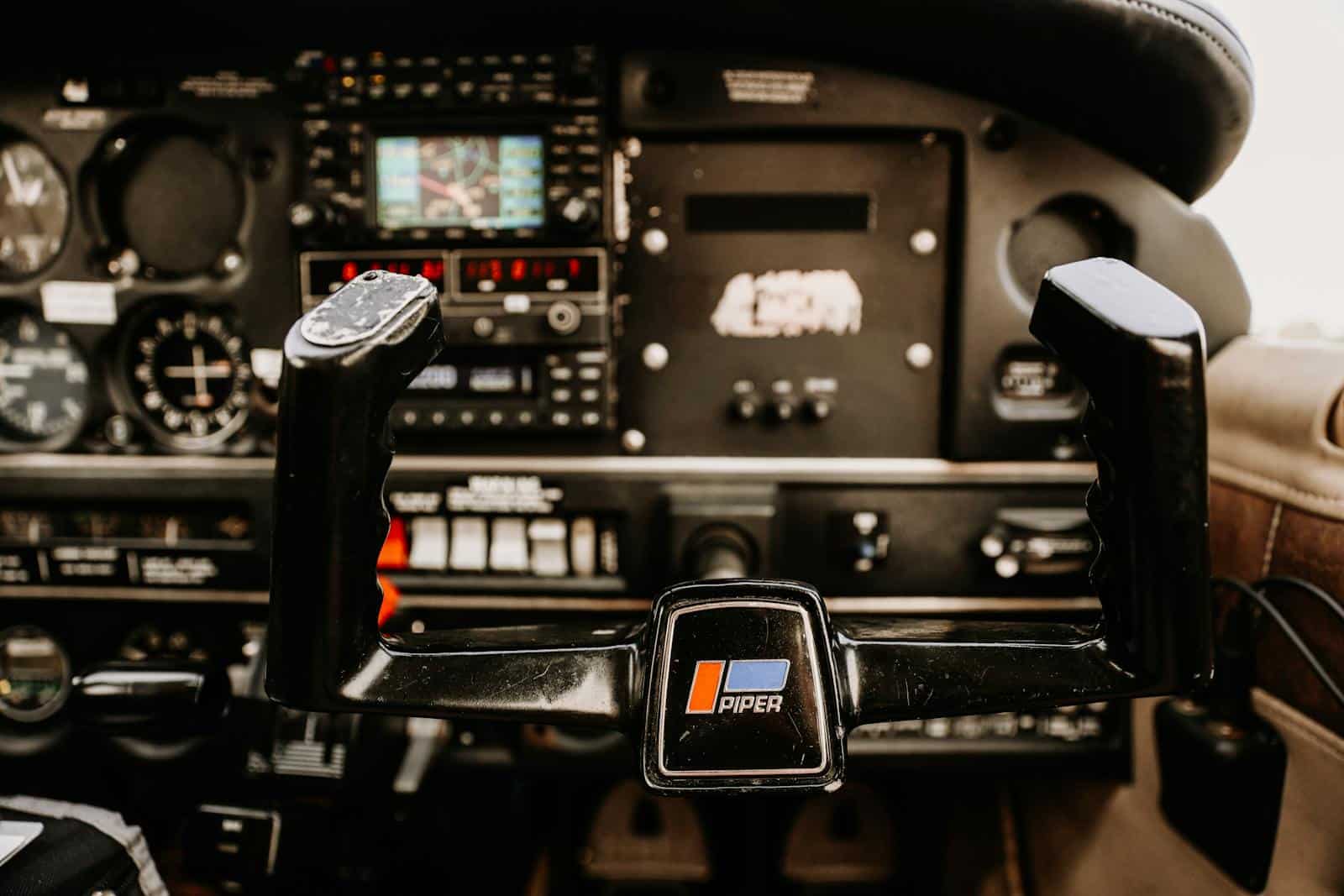 Detailed cockpit of a Piper general aviation aircraft