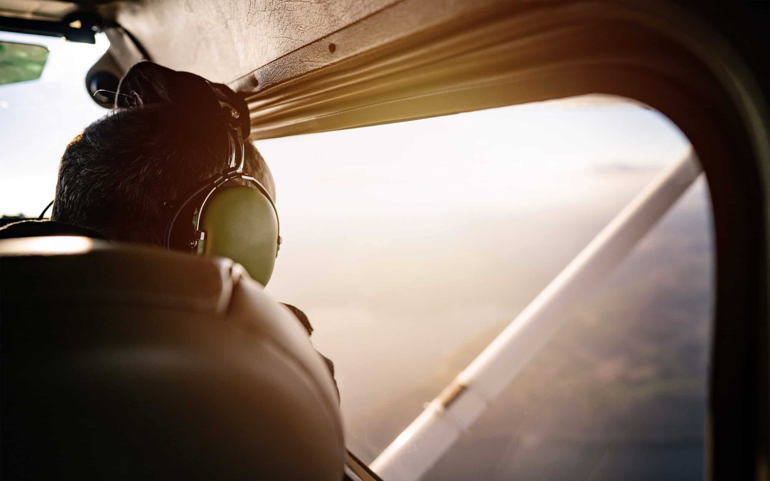 Pilot pair during flight in small aircraft