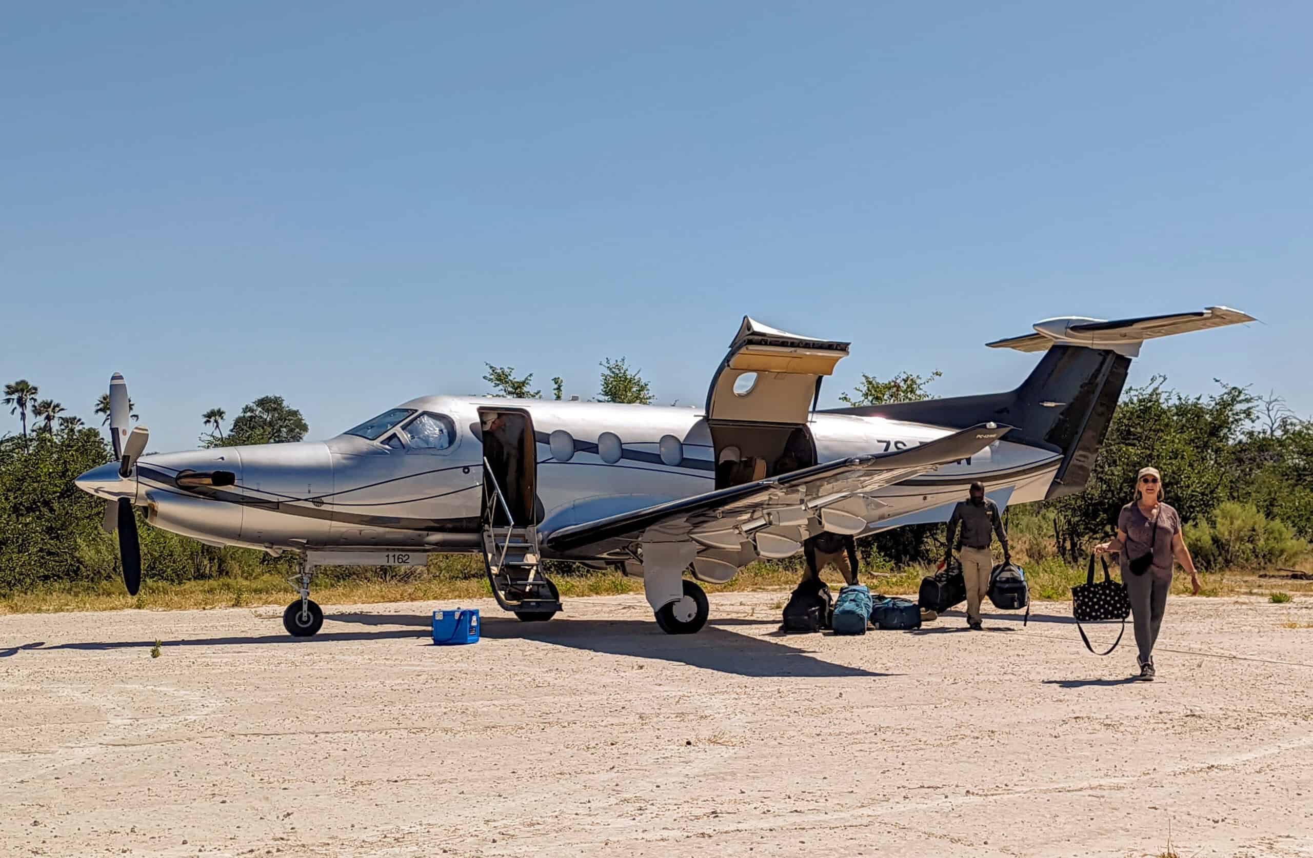Pilatus PC-12, the cargo and mission single-engine turboprop aircraft, on a remote airstrip