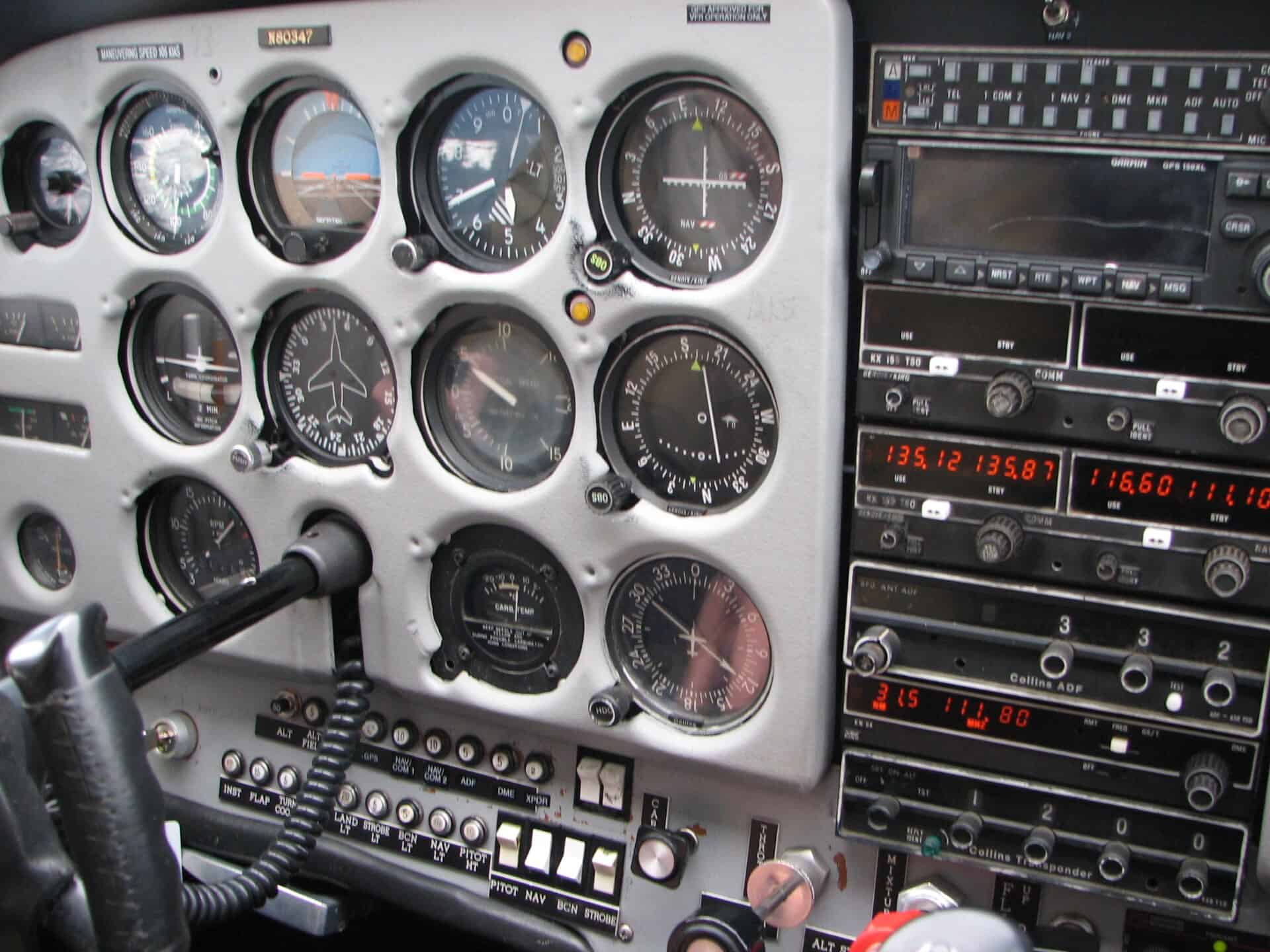Cessna 172 instrument panel — primary gauges for stall recognition and recovery