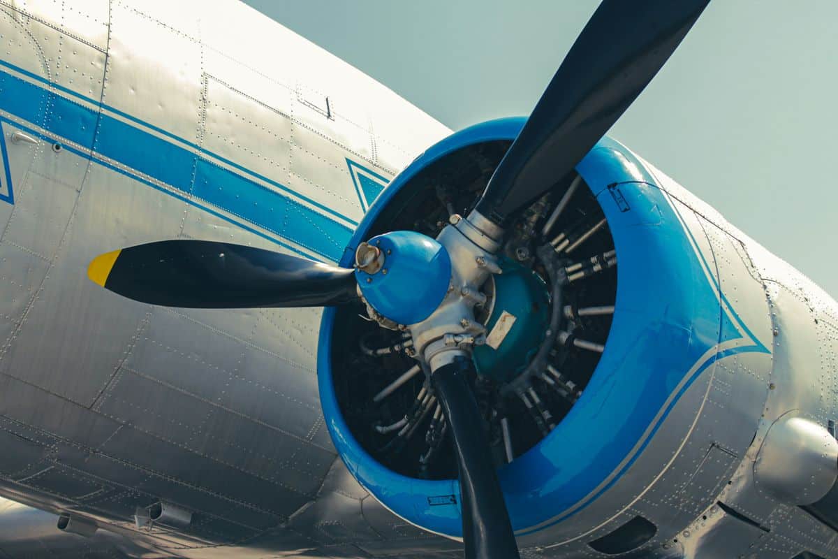 Vintage aircraft propeller engine close-up