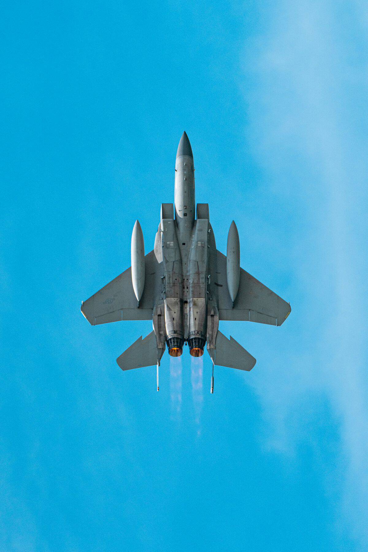 F-14 Tomcat fighter jet soaring through a clear blue sky