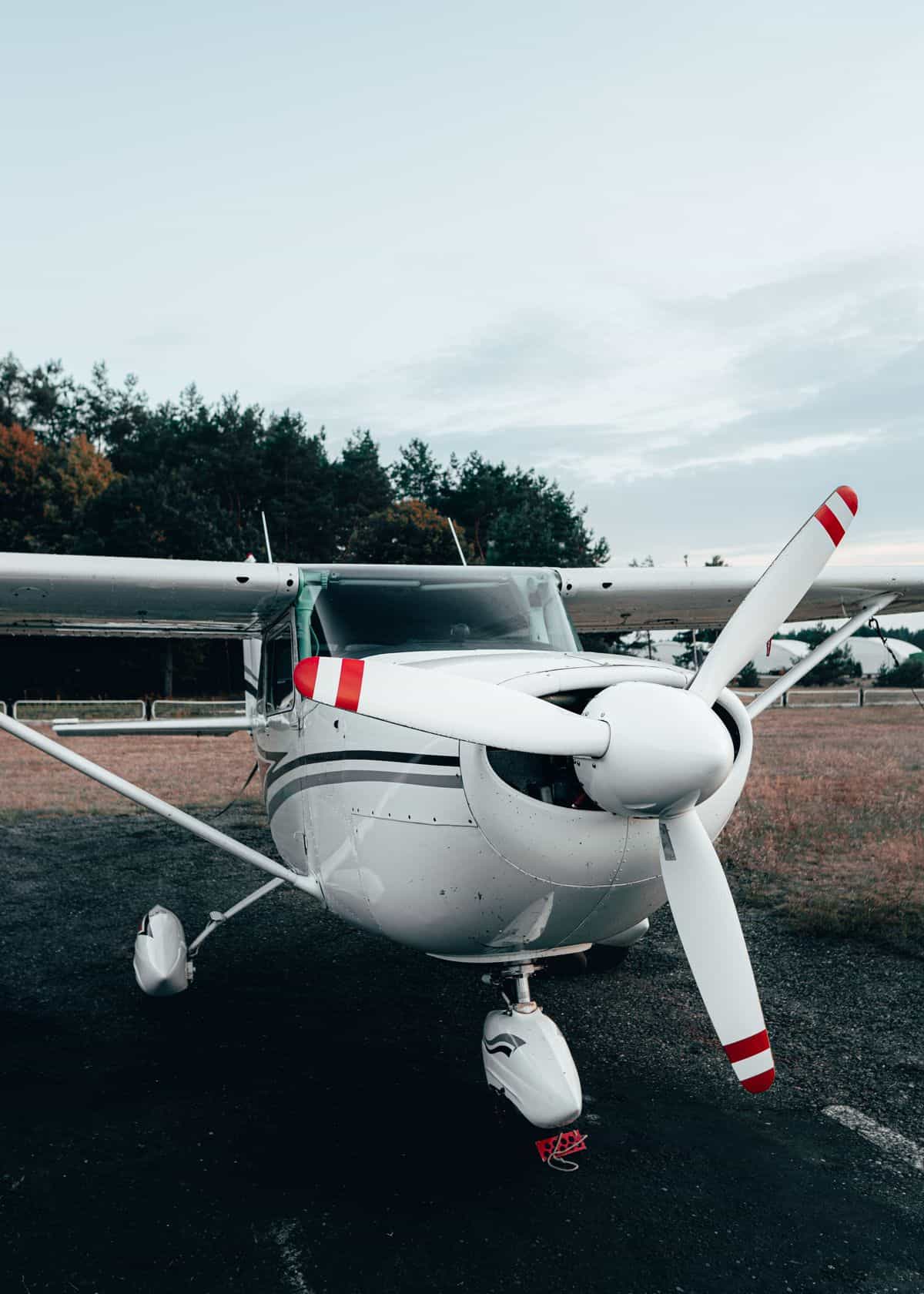 Cessna Skyhawk parked on ramp showing high-wing GA single most affected by mid-air collision avoidance rules