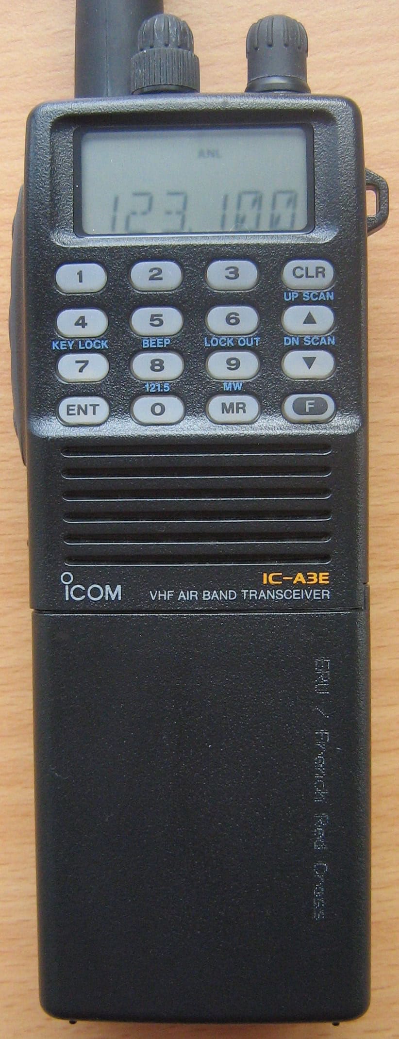 Icom IC-A3E aviation handheld radio — the best handheld aviation radios share this same familiar form.