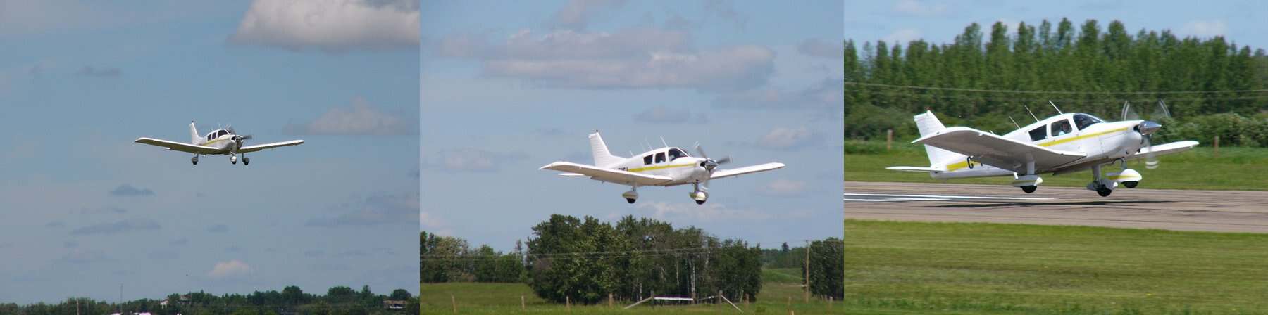 Piper PA-28 Cherokee general aviation single on final approach to landing