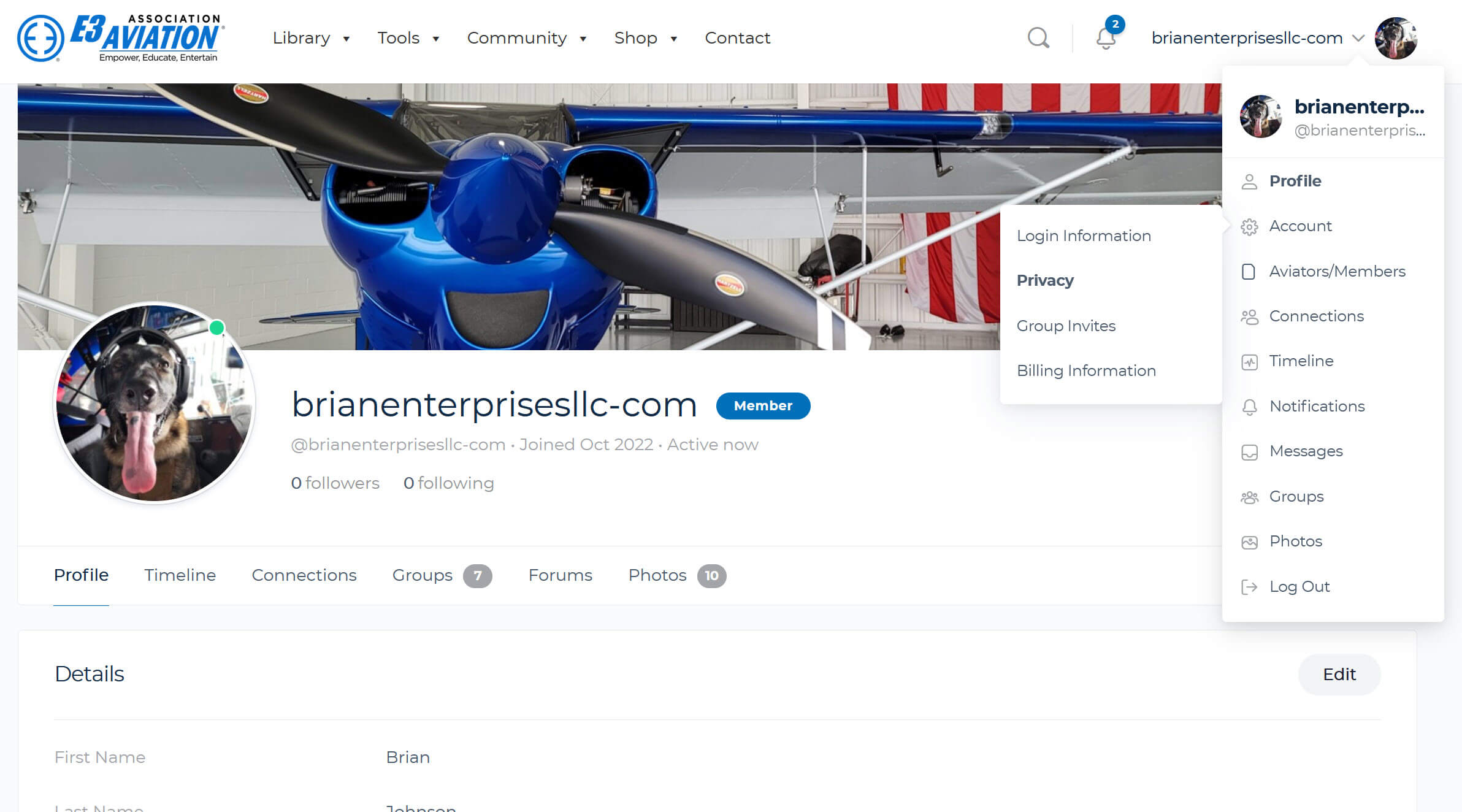 E3 Aviation member platform