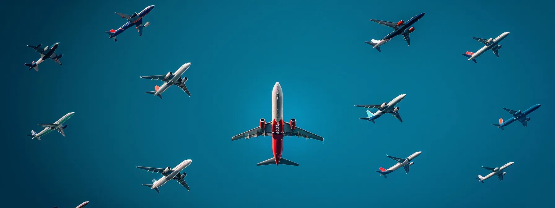 a vibrant aerial shot captures a diverse array of aircraft, including a cessna, a business jet, and a cargo plane, seamlessly navigating through a clear blue sky, symbolizing the vital role of ctaf in ensuring effective communication and safety in aviation.